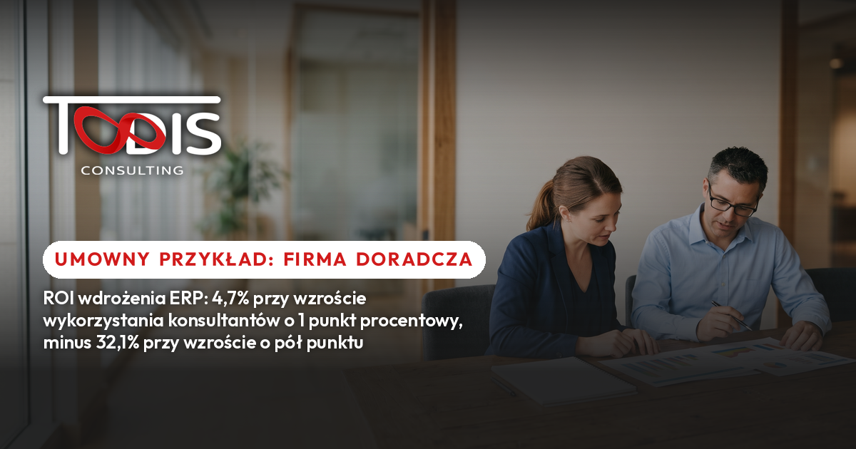 Dwie osoby przy drewnianym stole przeglądają wydrukowane wykresy w jasnym biurze